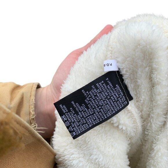 NEW Balance Cream 1/2 Zip Teddy Hoodie Pink accents Kangaroo Pocket Large - Picture 6 of 8